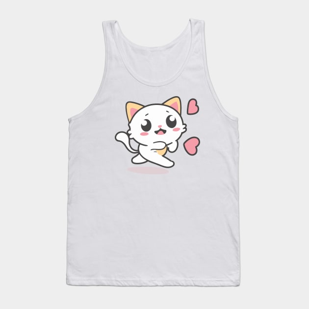 Cute kawaii cat cartoon Tank Top by Kawaii Bomb